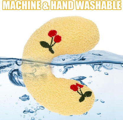 BABORUI Dog Calming Pillow for Small Dogs, U Shaped Dog Neck Pillow for Joint Relief Sleeping Improve, Machine Washable Pet Pillow for Dogs & Cats (Yellow)