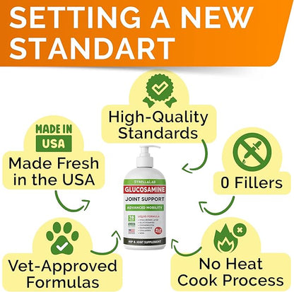 STRELLALAB Liquid Glucosamine for Dogs (16 OZ) - All-Natural Hip & Joint Supplement, Glucosamine Chondroitin Liquid, MSM & Collagen for Dogs Mobility, Joint Pain Relief for Small & Large