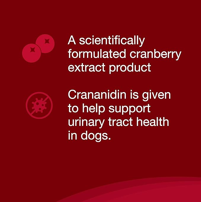 Nutramax Laboratories Crananidin Cranberry Extract Urinary Tract Health Supplement for Dogs, 75 Chewable Tablets
