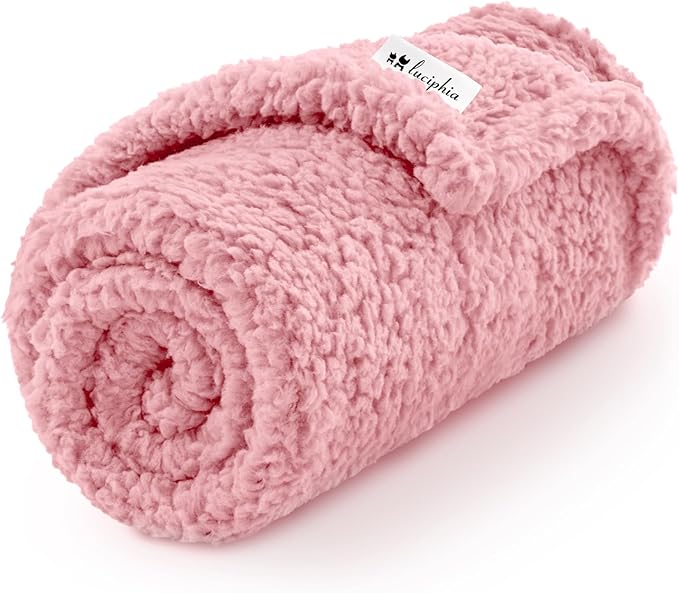 Luciphia Premium Fleece Dog Puppy Blanket Soft Pet Sherpa Calming Cat Blanket Throw for Small Medium Dog Cat(Pink,30x20 inches)