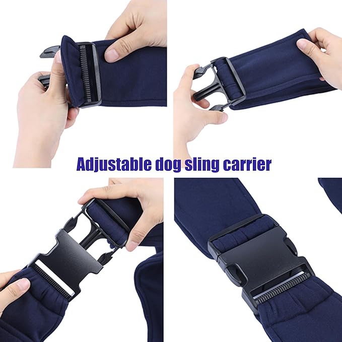 Dog Slings for Small Dogs,Adjustable Puppy Cat Sling Mesh Hands Free Chest Bag Escape Proof for Small Pet 10lbs Daily Walk,Outdoor Activity (Blue)