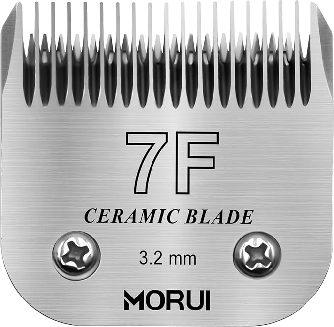 7F Cut Length 1/8"(3.2mm) Detachable Ceramic Pet Dog Clipper Blades Compatible with Most Andis,Oster A5 Wahl KM Series Clippers
