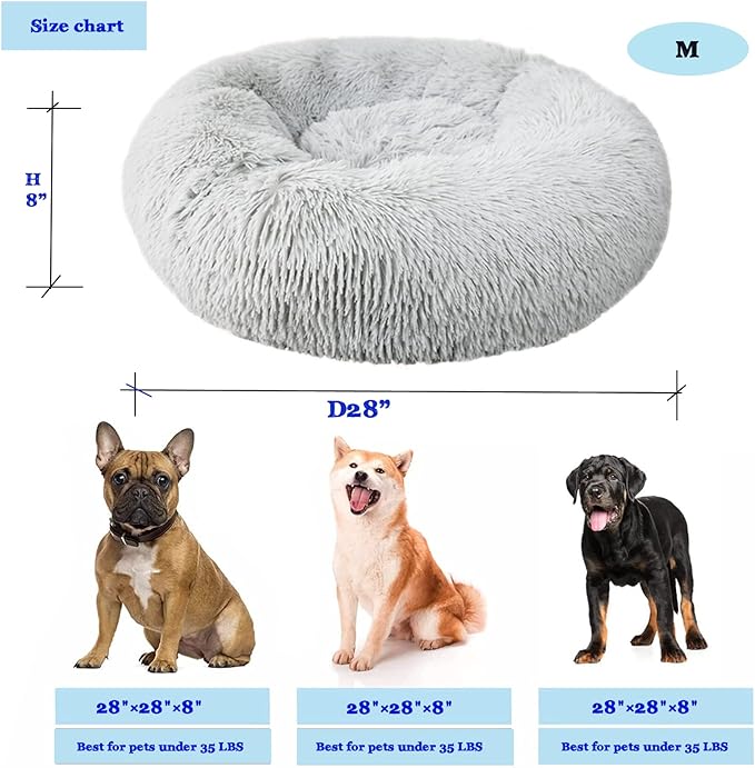 nononfish Dog Beds for Medium Dogs Washableï¼28 inches Gray Calming and Anti Anxiety Fits up to 45 lbs Pets Beds for Medium Dog.