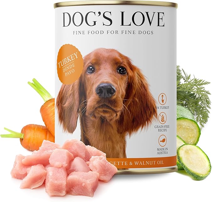 DOG'S LOVE Single Protein, Limited Ingredients, Ethically Sourced, Grain Free Wet Dog Food - Canned Soft Dog Food, Grain Free Dog Food for Your Dog - Premium Can Dog Food | 6 cans (14.1 Oz, Turkey)