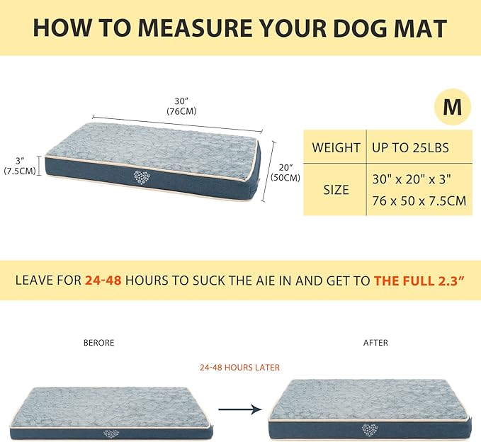 VANKEAN Waterproof Dog Crate Pad Bed Mat Reversible (Warm&Cool), Removable Washable Cover & Waterproof Inner Lining, Pet Crate Mattress for Cats and Dogs, Joint Relief Dog Bed for Crate, Navy