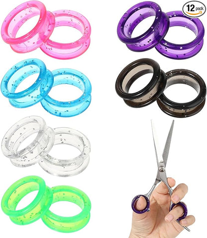 12 PCS Scissors Finger Rings Soft Silicone Scissors for Pet Grooming Scissors Accessories for Animal Hair Cutting Thumb Inserts Finger Protector Ring for Professional Barber