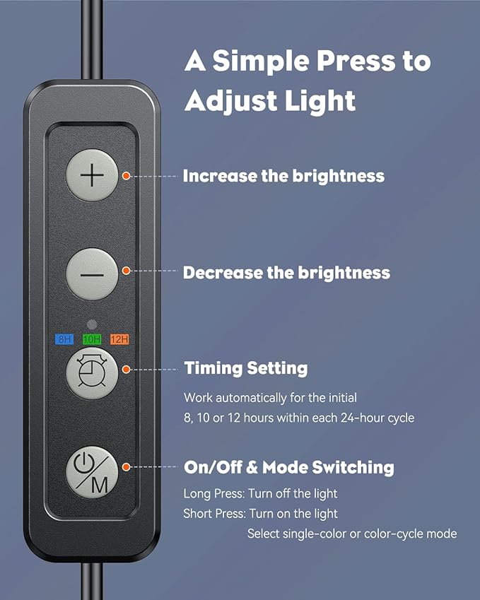 Pawfly 12 Inch 11 W Aquarium Color Enhancement Light for 13" to 22" Fish Tanks IPX8 Waterproof Aquarium LED Light Brilliant RGB Lights with 7 Single Color Effects Timer & Adjustable Brightness