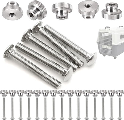 20 Sets Pet Carrier Replacement Fasteners - Heavy Duty Stainless Steel Bolts and Nuts for Kennel - Dog and Cat Replacement Parts, M540-R