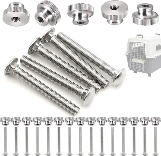 20 Sets Pet Carrier Replacement Fasteners - Heavy Duty Stainless Steel Bolts and Nuts for Kennel - Dog and Cat Replacement Parts, M540-R