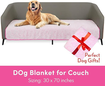 Stuffed Premium Soft Dog Couch Blanket, with Flannel Cute Paw Print, 30 * 70 inches, Cat Blanket Puppy Supplies Dog Products Stuff Essentials, Pink