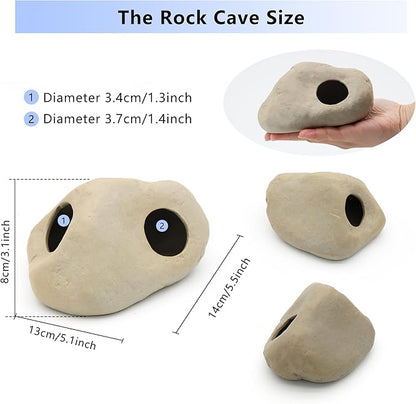 Aquarium Decorations Stackable Ceramic Cave Betta Fish Tank Accessories Rock Cave Decor 8-Piece Set