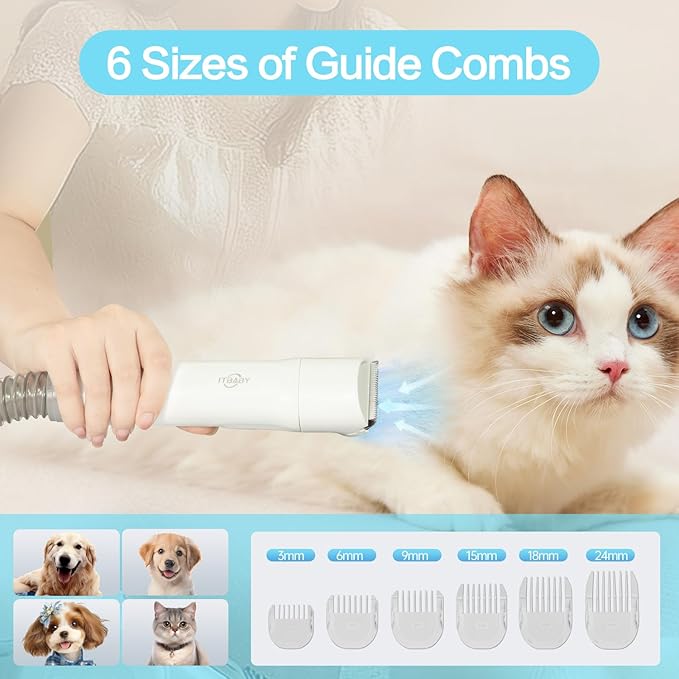 Dog Grooming Vacuum, Dog Grooming Kit 2L Pet Grooming Vacuum for Dogs with Nail Grinder Brush, 15000Pa Powerful Dog Vacuum for Shedding Grooming Vacuum Quiet 5in1 Pet Grooming Tools