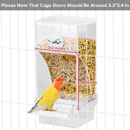No Mess Bird Feeder Water Dispenser Set, Parakeet Cage Accessories, Bird Feeder and Waterers in Cage for Cockatiels, Finches, Lovebirds, Budgies, Canaries