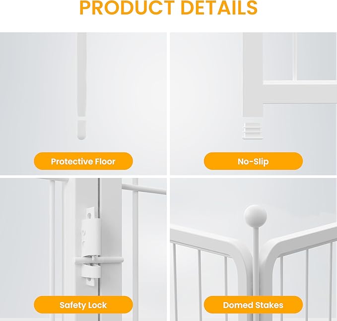 Dog Playpen 40 Inch 16 Panels, Ideal Dog Fence for Small/Medium/Large Dogs Indoor & Outdoor Bliss, Perfect Dog Pen for Camping, Yard, RV, Garden Fence, White