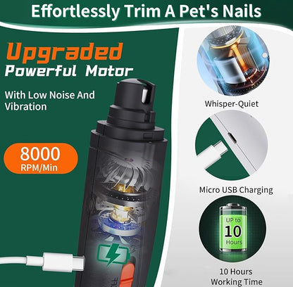 2-in-1 Dog Nail Grinder & Dog Nail Clippers Trimmers for Large Medium Small Dogs Cats Pets Claw Trimmer Quick Sensor and Safety Guard USB Rechargeable with 2 LED Lights Dogs Nail Trimmer