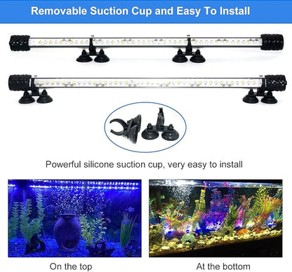 VARMHUS Submersible LED Aquarium Light,Fish Tank Light with Timer Auto On/Off Dimming Function,3 Light Modes Dimmable&4-Color LED,10 Brightness Levels Optional&3 Levels of timed Loop 18LEDS-11.5''