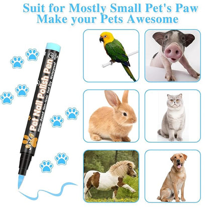Quick Dry Dog Nail Polish, 8 Neon Brightness Colors Dog Nail Polish Pens Non Toxic Pet Safe Soft Brush Tip Nail Polish Markers for Dog Cat Horse Pig or other Small Pets