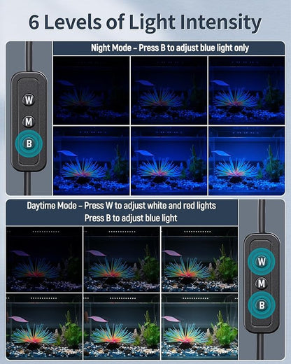 Pawfly 21W Aquarium LED Light for 30 to 36 Inch Fish Tanks Extendable Fish Tank Light with Full Spectrum Brilliant White Blue Red Lights with Daytime & Night Modes and Adjustable Brightness