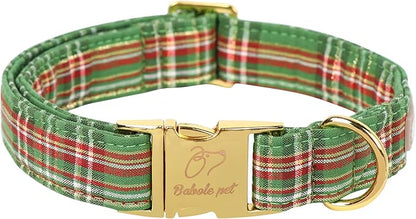 Christmas Dog Collars for Large Dog,Green Dog Collar with Safety Metal Buckle Adjustable Puppy Collars for Small Medium Dog,Boy&Girl&Male&Female Dog Gift,L-16-24"