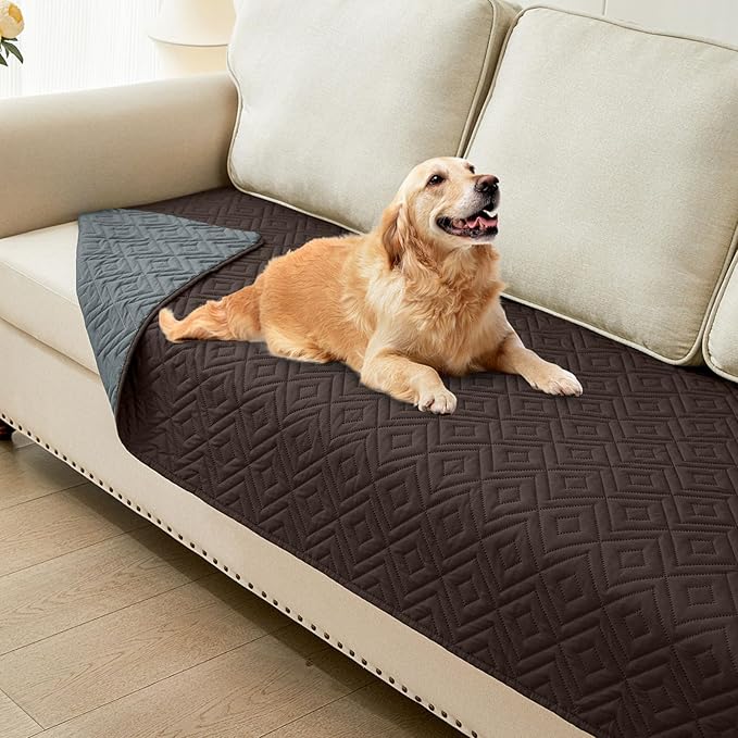 hyha Waterproof Dog Blanket, Soft Pet Bed Blankets, Waterproof Sofa Couch Cover for Dogs Washable, Reversible Pet Couch Covers for Sofa Furniture (30x80 Inch, Chocolate/Dark Grey)