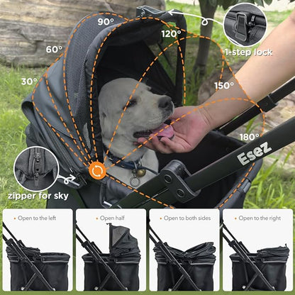 Pet Stroller for Small Dogs – No-Zip Deep Seat, Lightweight Dog Stroller for Small & Medium Dogs with Reflective Trim Storage Basket & Soft Waterproof Pad,Foldable Universal Coche para Perro