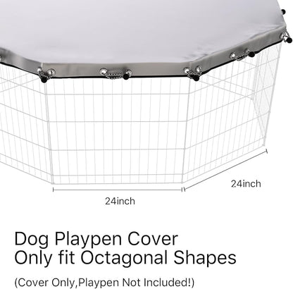 Dog Playpen Cover,Fits 24 Inch 8 Panels Regular Octagon Metal Exercise Pet Pen for Pets Provide Rain Proof Shade and Security for Outdoor and Indoor (Only Cover,Playpen Not Included)