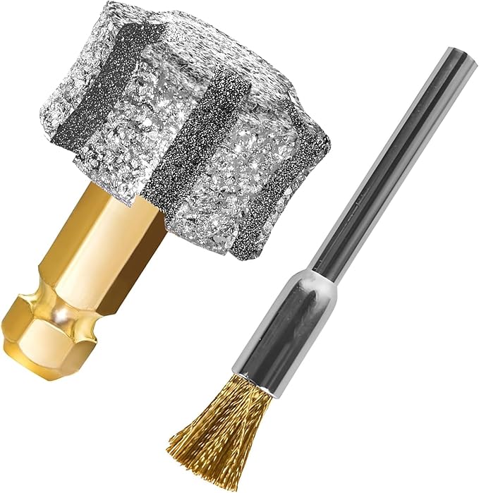 LENONG Diamond Dog Nail Grinder Head with 7-Grooves, Anti-Clogging & Fast Cooling Pet Nail Grinder Wheel Replacement with Steel Brush for Casfuy and Most Brands (1pcs 60#)