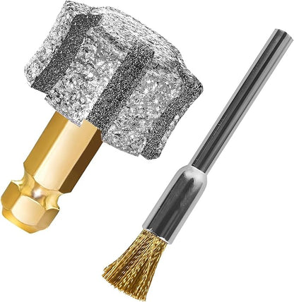 LENONG Diamond Dog Nail Grinder Head with 7-Grooves, Anti-Clogging & Fast Cooling Pet Nail Grinder Wheel Replacement with Steel Brush for Casfuy and Most Brands (1pcs 60#)