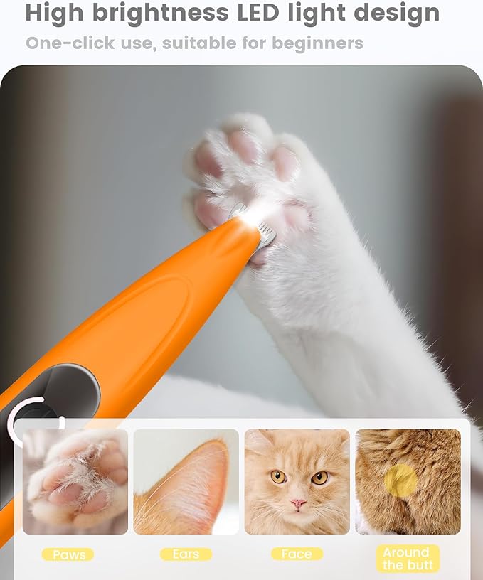 Dog Trimmer with LED Display, Ultra-Low Noise Cordless Dog Clippers for Grooming Paws, Ears, Face, Rump
