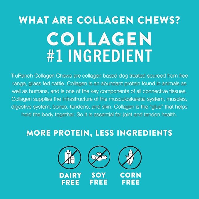 TRURANCH Collagen Rolls - 9" Collagen Rolls for Dogs - Long Lasting Healthy Joint Support Dog Treat - Rawhide Alternative - Skin & Coat Health - Made with Real Beef, 1 Bag, 3 Count