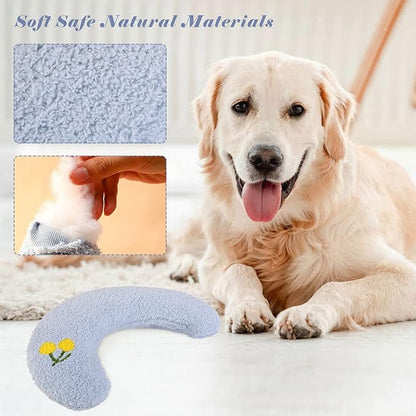 T'CHAQUE Dog Pillow Bed, Cat Calming Pillow, Dog Neck Pillow for Joint Relief Sleeping, Ultra Soft Half Donut Cuddler, Pillow Pet for Upper Spine Support, Doggy/Kitten Pillow Training Toy, BlueFlower