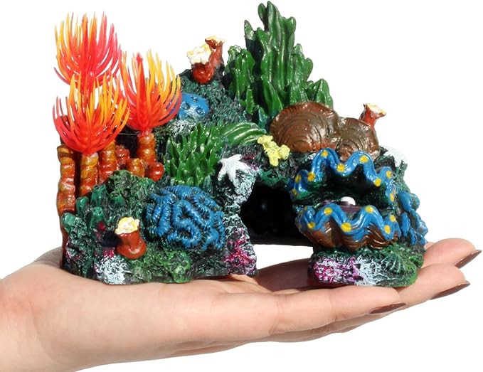 Fish Tank Decoration - Coral Aquarium Decoration Simulation - Fighting Fish Dodge Cave Betalie Fish Colorful Coral Mountain (Small)