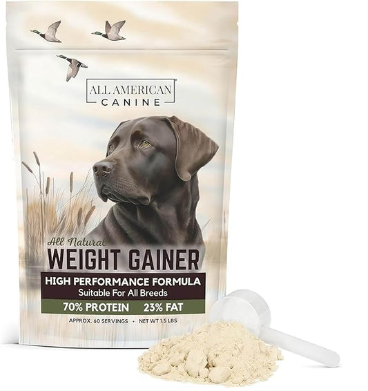 Dog Weight Gainer  High Calorie Dog Food Supplement & Protein Powder for Rapid Weight Gain, Mass, and Recovery  Appetite Stimulant  60 Servings