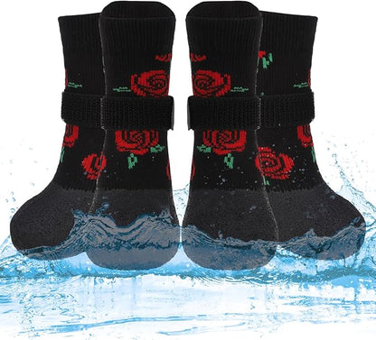 PUPTECK Dog Shoes for Hot Pavement Small Medium Large Size Dogs, Booties and Paw Protectors for Hardwood Floors, Grippy Socks to Prevent Licking Rubber Rain Hiking Boots for Senior Anti Slip