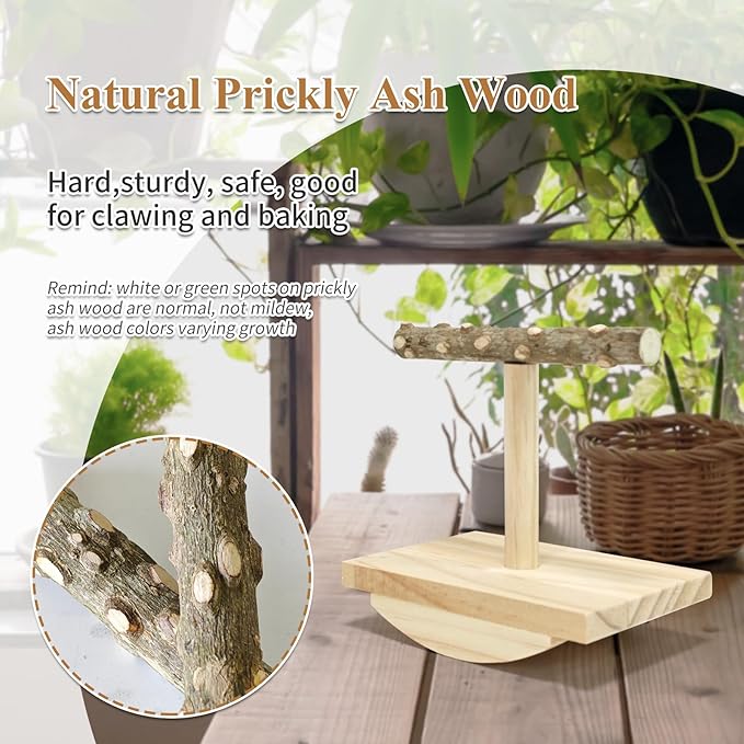 Natural Wood Bird Perch Stand,Rocking Perch for Birds,Intelligence Puzzle Training Wood Parrot Tumbler Toy,Bird Stand Swing Playstand Birds Accessories for Parakeets,Cockatiels,Budgies,Conures(Small)