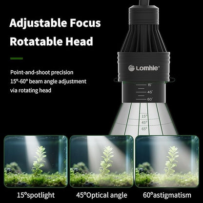 Lominie LED Aquarium Light Full Spectrum 15°-60° Adjustable Aquarium Focus Light Spotlight for Saltwater Freshwater Fish Tank
