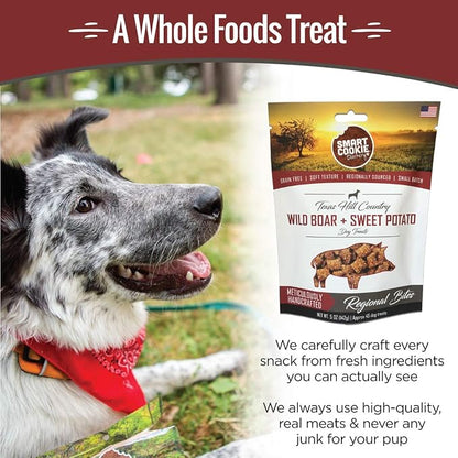 Smart Cookie All Natural Dog Treats - Wild Boar & Sweet Potato - Training Treats for Dogs with Allergies, Sensitive Stomachs - Soft Dog Treats, Chewy, Grain Free, Made in USA - 5oz Bag, Pack of 3