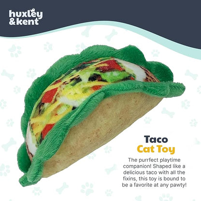Huxley & Kent Plush Cat Toy - Interactive Catnip Toy for Cats & Kittens - Soft with Crinkle & Catnip - Fun Indoor Play - Taco
