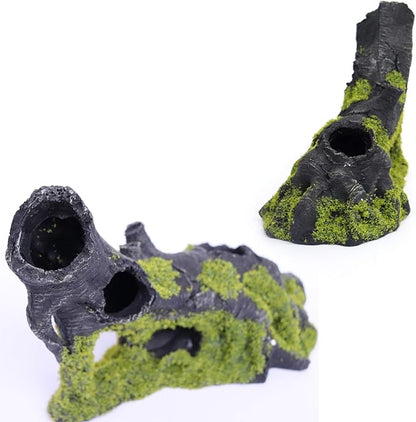 Aquarium Artificial Tree Hole Resin Aquarium Ornament, Resin Tree Stump Branch for Reptile Habitat Decoration, Tree Trunk Fish Tank Decoration Aquarium Hideaway Rock Cave House Hide Hut
