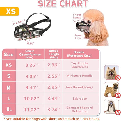 Dog Muzzle for Large Medium Small Dogs, Soft Mesh Muzzle for Dogs with Reflective Adjustable Strap, Prevent Biting Chewing and Licking, Dog Nose Open Design for Reduction Friction (Pink, XS)