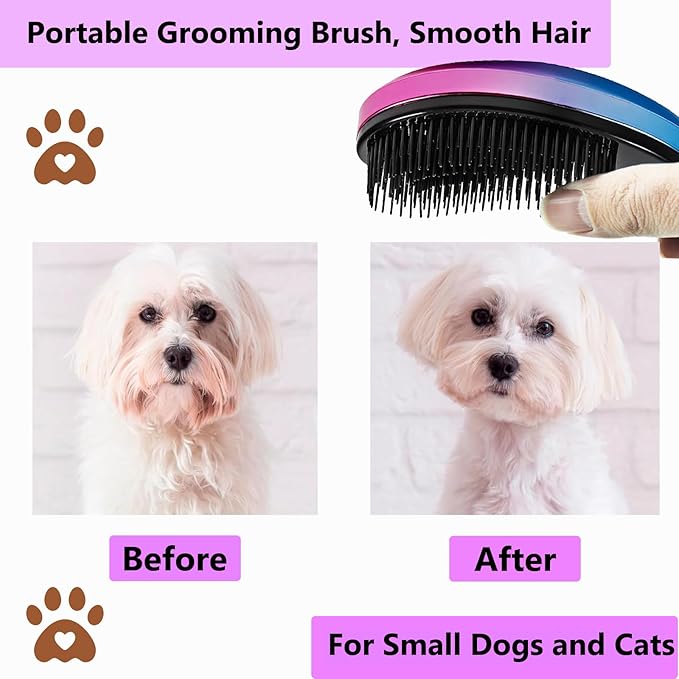 Puppy Brush, Soft Dog Brush for Grooming, Puppy Hair Remover Brush Comb, Grooming Tool for Poodles,Teddy, Yorkies, Maltese, Shih Tzu, Chihuahua, Gradient color