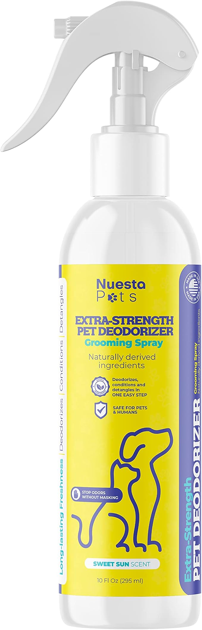 Pets Extra Strength Pet Deodorant & Odor Neutralizer | Naturally Derived Quick-Drying Deodorizer Spray for Dogs | Safe on Carpets & Furniture | Pet-Safe & Hypoallergenic | Sweet Sun Scent