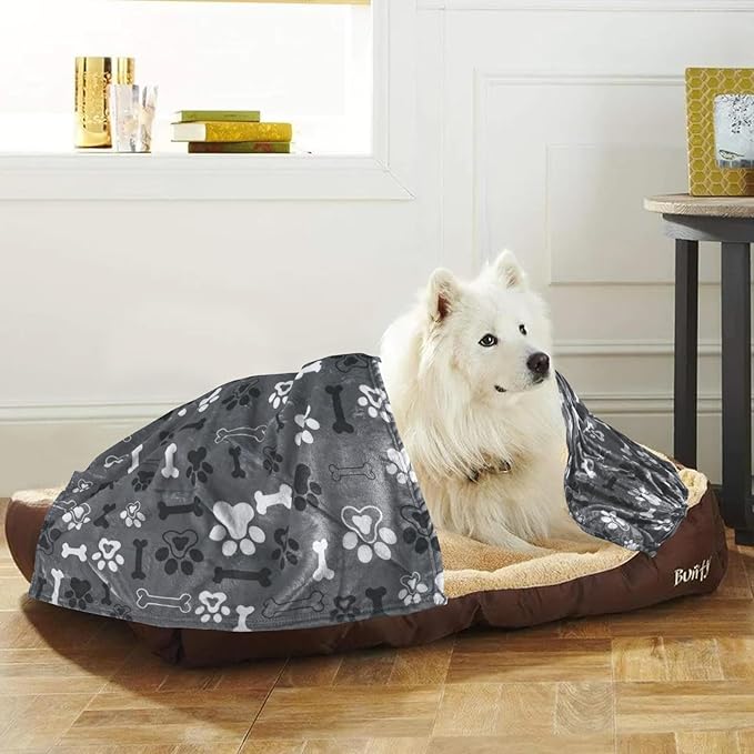 Dog Blanket,Super Soft Fluffy Premium Fleece Pet Puppy Blanket for Large Medium Dog Cat Mat Cover for Bed Couch,Cute Reversible Cow Print, Gray,(41 x 31 Inch)
