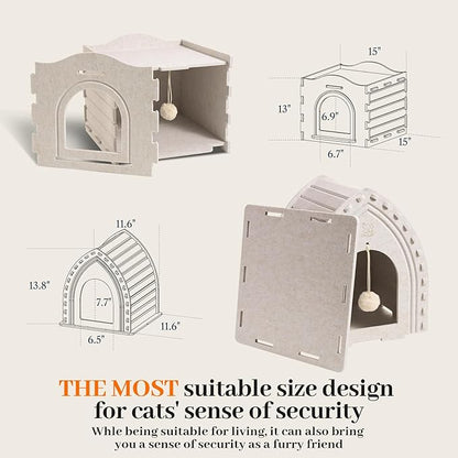 Apasiri Double-Deck Cat House: 2-in-1 Innovative Polyester Fiber Double-Deck Cat House, Sturdy and Scratch-Resistant, Original Castle Design, A Perfect Cat Bed Cave for Multiple Small Pets and Kittens