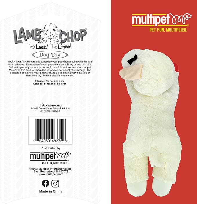 Multipet's Officially Licensed Lamb Chop Jumbo White Plush Dog Toy, 24-Inch