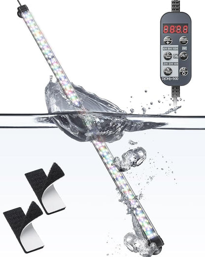 Pawfly 14W Aquarium LED Light 28 Inch 24/7 Fish Tank with Full Spectrum Brilliant White Blue Red Green Lights Multi-Colored LEDs with D/N Mode Single Color Effect Timer and Adjustable Brightness