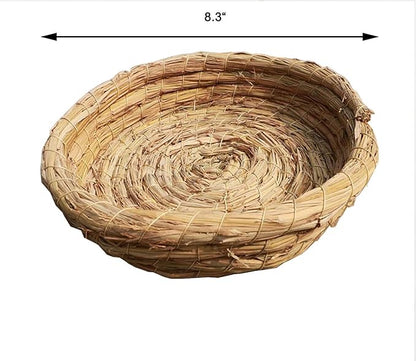 Orgrimmar 2PCS Handmade Woven Flat Base Straw Bird Nest Breeding Nest Hatch House Cage for Dove, Pigeon, Parrot, Rabbits, Hamster, Gerbil Guinea Pig, Chinchillas