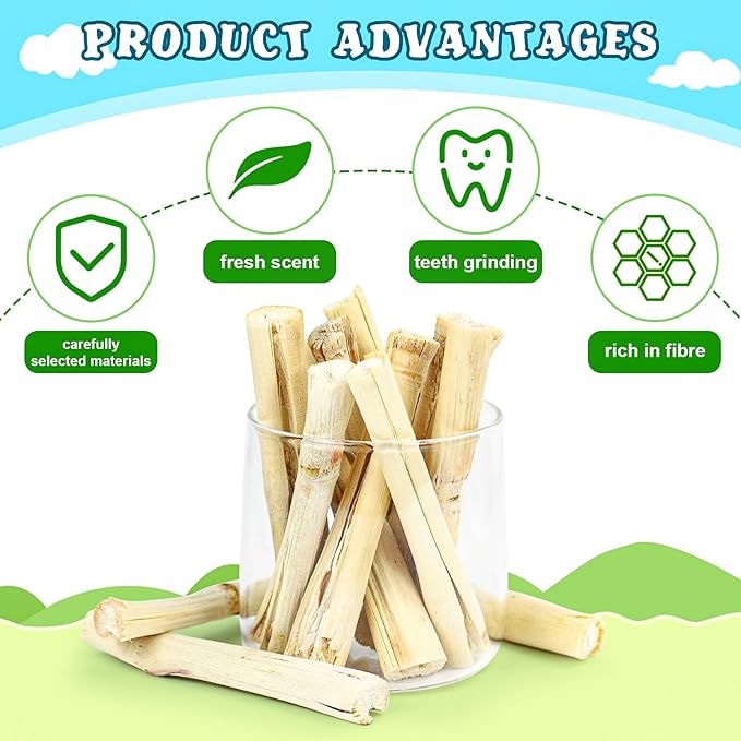 800g/1.76lb Bunny Toys Sweet Bamboo Sticks for Rabbits Bunny Chew Toys Molar Treats Snack for Small Animals Hamsters Chinchillas Guinea Pigs