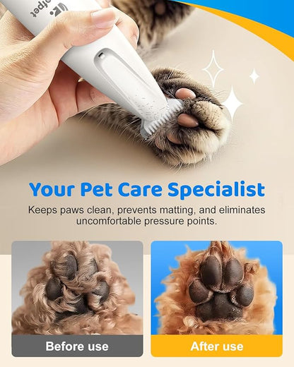 Dog Paw Trimmer with LED Light, 2025 Upgraded Safety Electric Paw Trimmer for Dogs and Cats Paw Cleaner, 35dB Low Noise Multifunctional Dog Clippers for Paws, Eyes, Ears, Face Shavers, Rump (White)