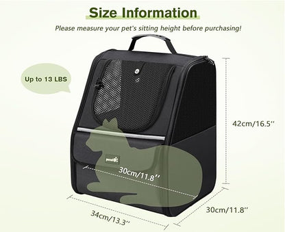 Pecute Cat Backpack Carrier, Small Dog Backpack Carrier, Pet Backpack Carrier for Cats Dogs Puppy Kitten, Cat Carrier Bag Carrying for Travel Hiking Bike Riding Walking Outdoor,Black